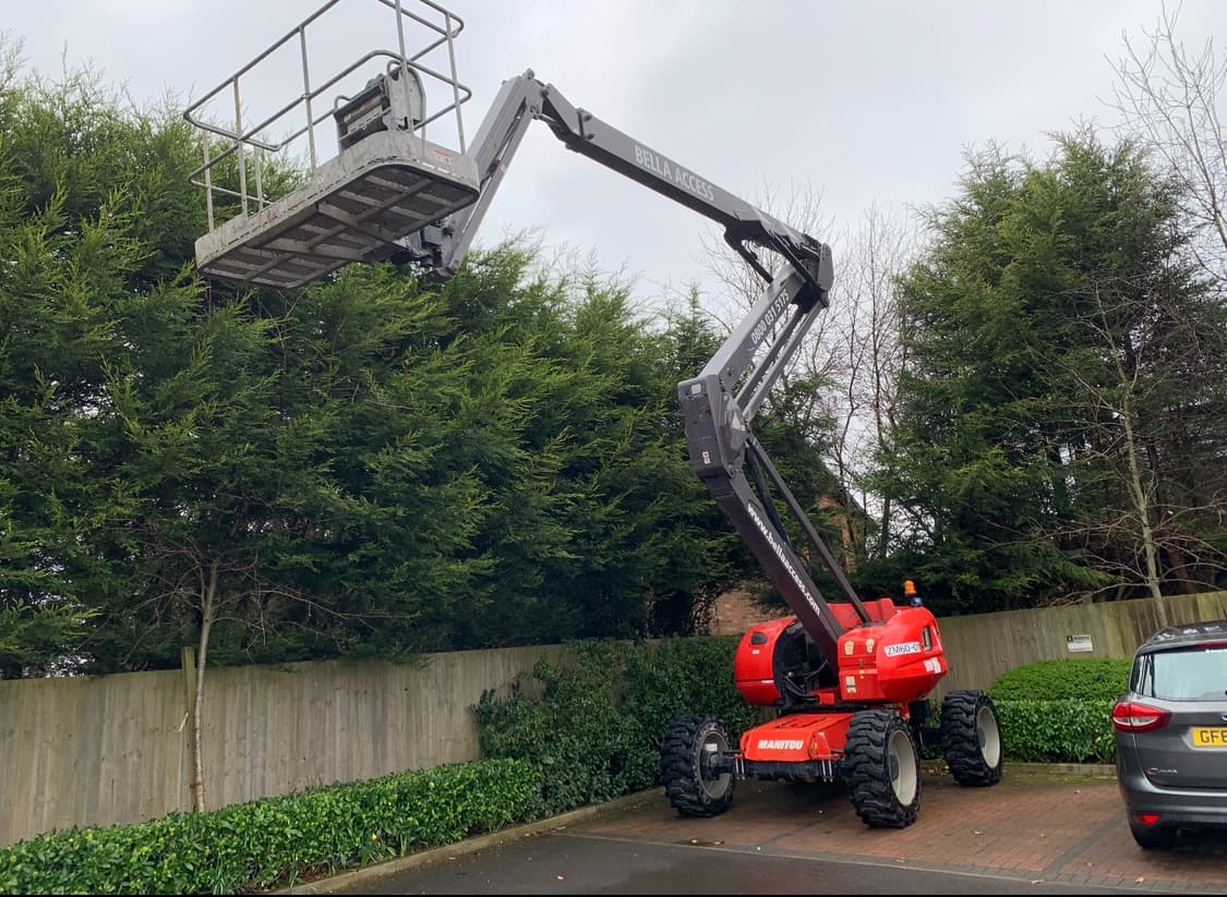 Manitou articulated boom lift positioned for elevated access
